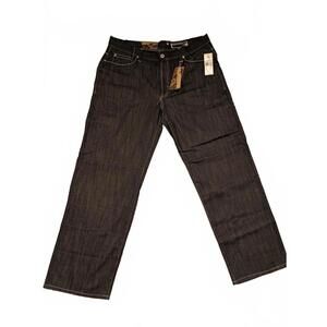 Enyce Men's Dark Denim Embroidered Jeans - Size 40x34 Deadstock NWT Baggy